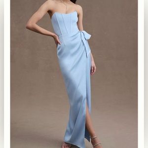 COPY - V. Chapman June Corset Front-Slit Gown (Size 0, Kentucky Blue)